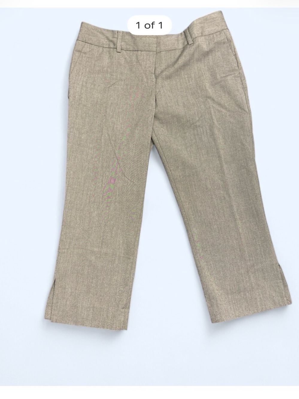 Isaac Mizrahi Taupe Cropped Dress Pants